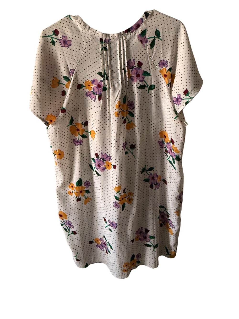 Old Navy Cream Floral Dot Short Sleeve Dress with Yellow and Purple Flowers